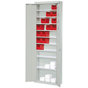 Flügeltürenschrank, BxTxH 680x280x2150 mm, RAL 7035 lichtgrau, Fachlast 50 kg