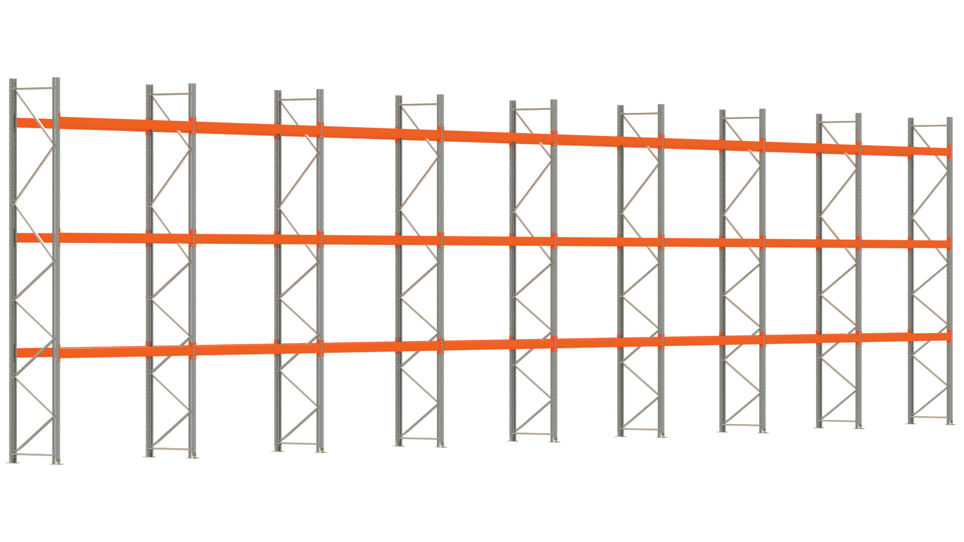 Palettenregal ARTUS - Breite 2236,5 cm - Höhe 500 cm - Tiefe 80 cm - Fachlast 3000 kg - 64 Palettenstellplätze