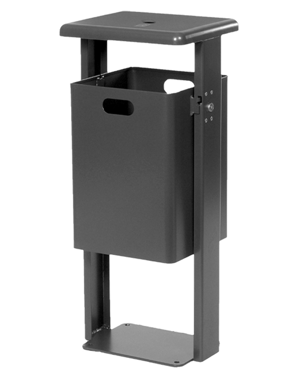 Stand-Abfallbehälter rechteckig - Vol. 40 l - mit Ascher - mit Bodenplatte - anthrazitgrau/verzinkt