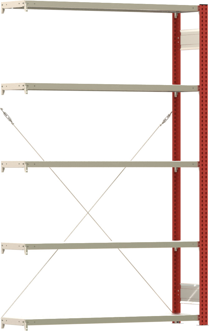 Fachbodenregal BERT - Breite: 128,5 cm - Tiefe: 30 cm - Höhe: 200 cm - 5 Böden - Anbauregal