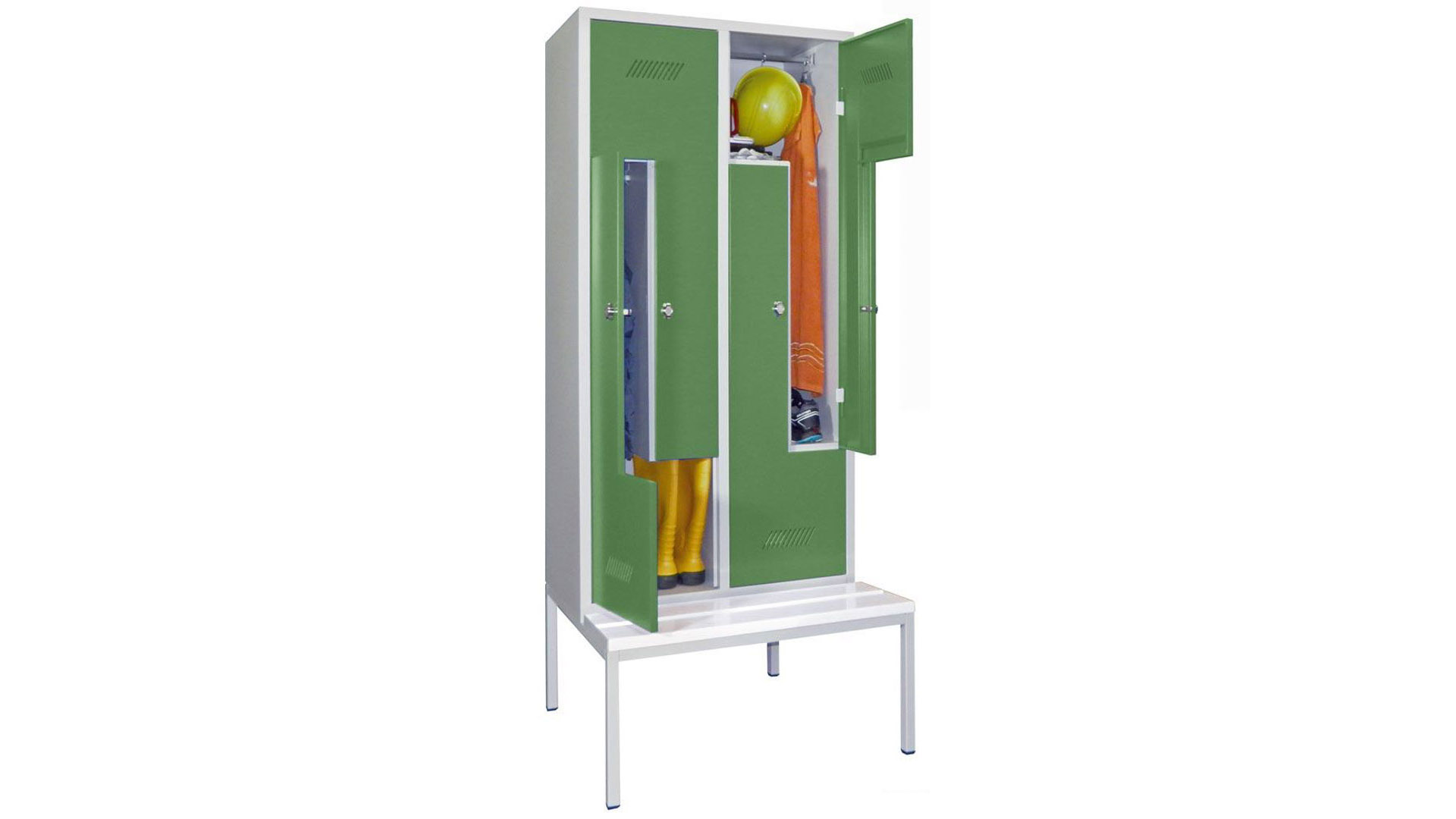 Z-Spind, Breite 80 cm, Höhe 210 cm, Tiefe 80 cm, 4 Abteile