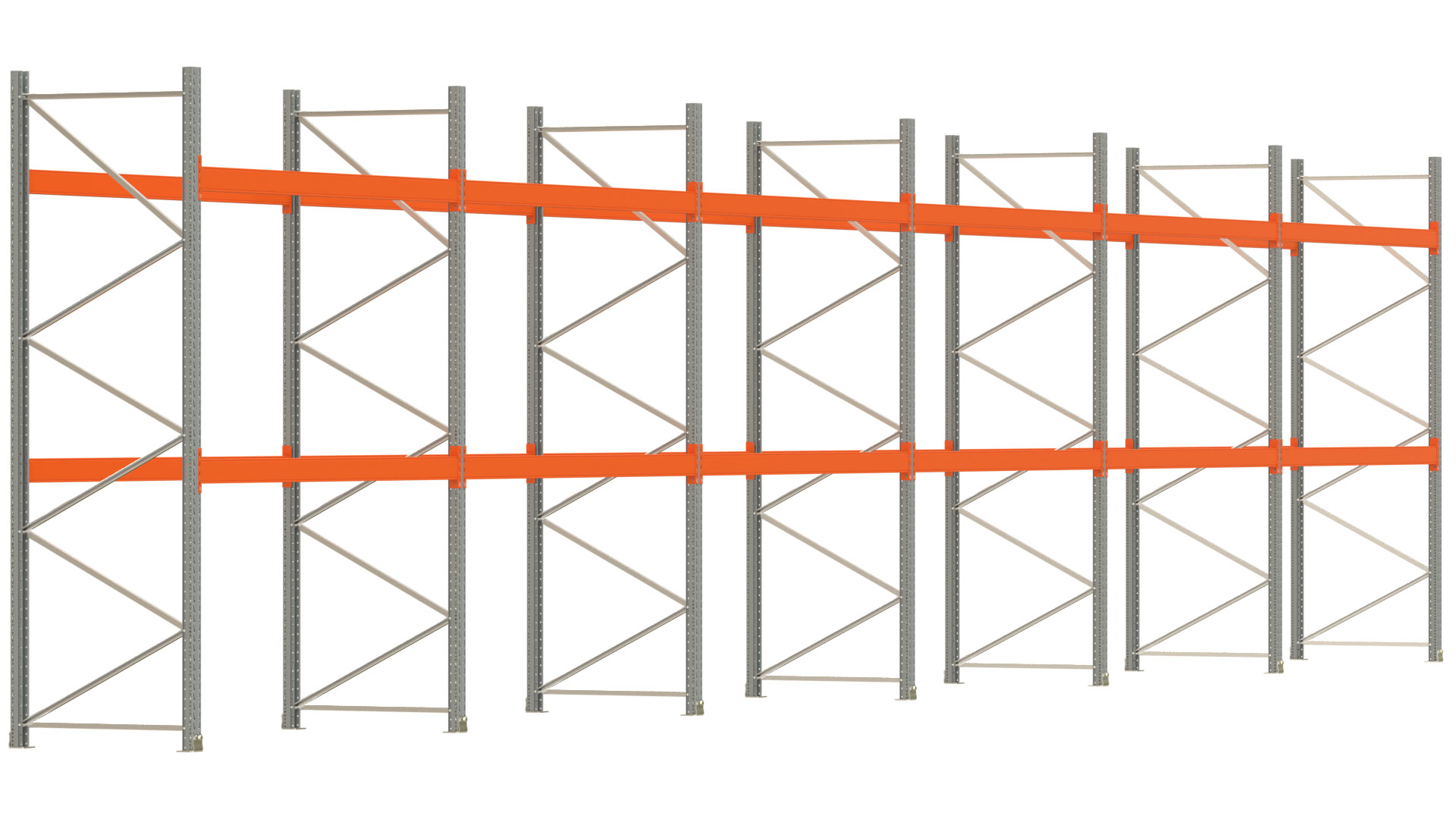 Palettenregal ARTUS - Breite 1679,5 cm - Höhe 350 cm - Tiefe 110 cm - Fachlast 3000 kg - 54 Palettenstellplätze