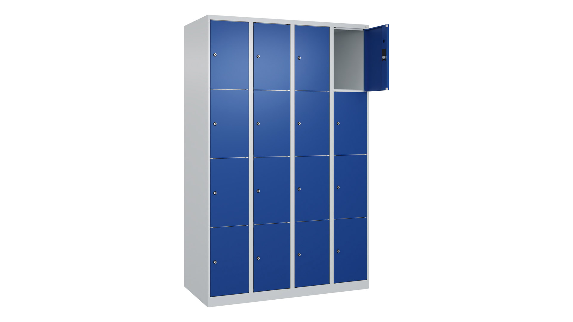 Fächerschrank, Breite 120 cm, Höhe 185 cm, Tiefe 50 cm, 16 Fächer