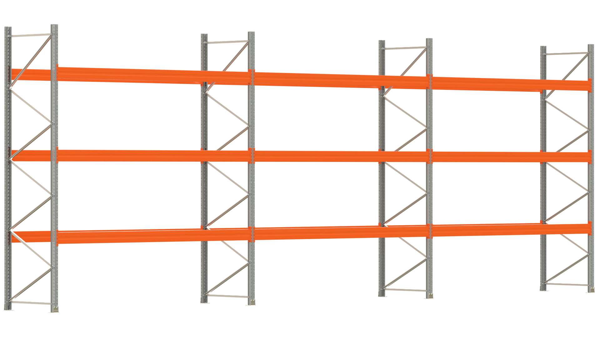 Palettenregal ARTUS - Breite 1114 cm - Höhe 400 cm - Tiefe 110 cm - Fachlast 3000 kg - 48 Palettenstellplätze