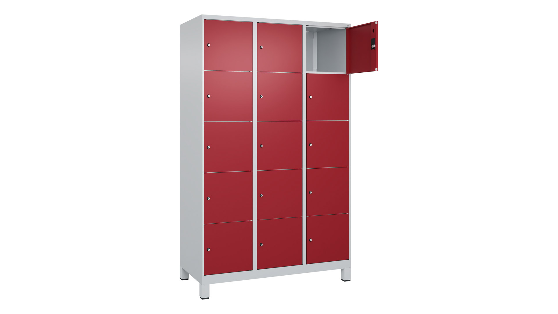 Fächerschrank, Breite 120 cm, Höhe 195 cm, Tiefe 50 cm, 15 Fächer