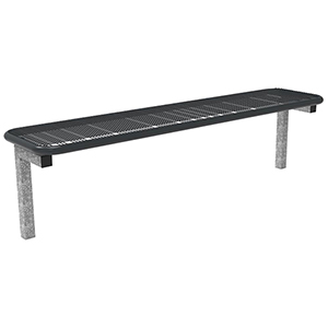 Parkbank, Füße feuerverzinkt ortsfest. Sitzfläche ohne Rückenlehne aus Drahtgitter, BxTxH 1795x430x475 mm, RAL 7016