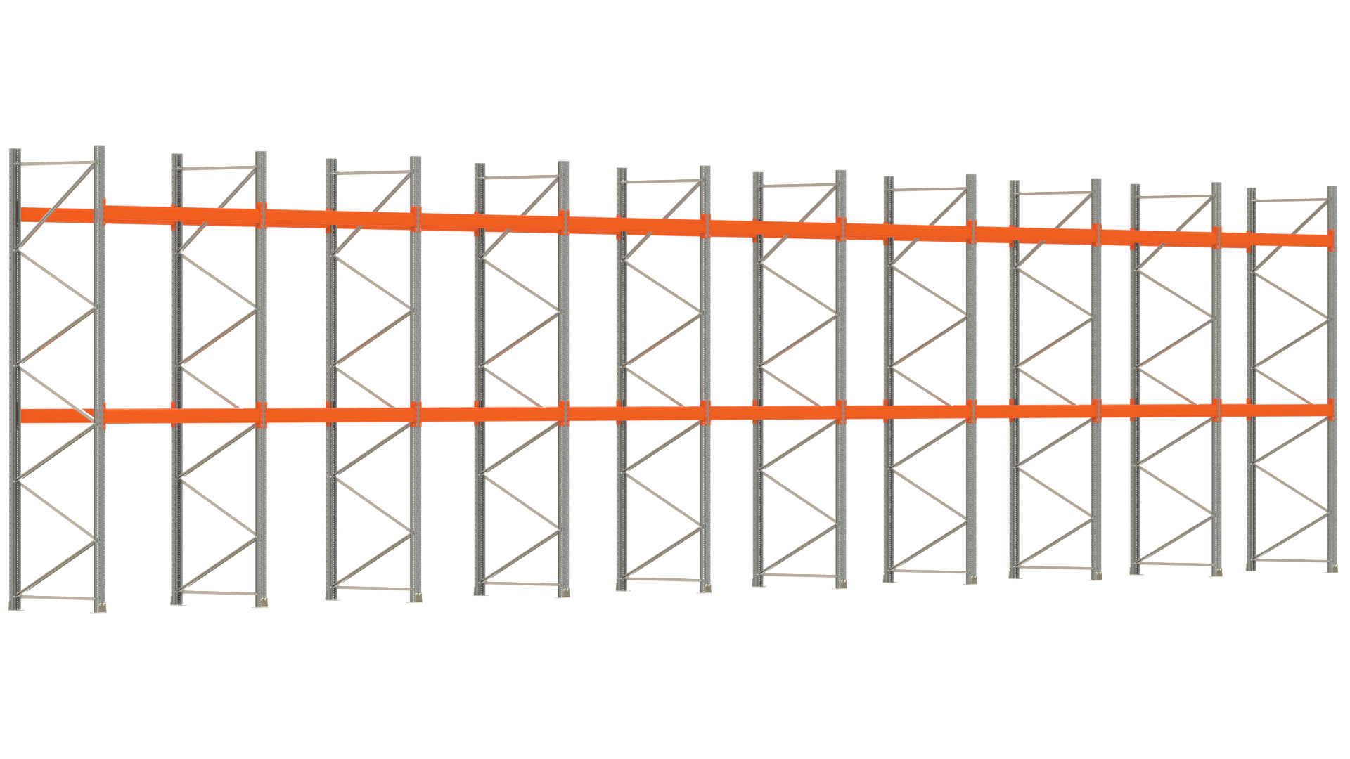 Palettenregal ARTUS - Breite 1795 cm - Höhe 400 cm - Tiefe 110 cm - Fachlast 3000 kg - 54 Palettenstellplätze