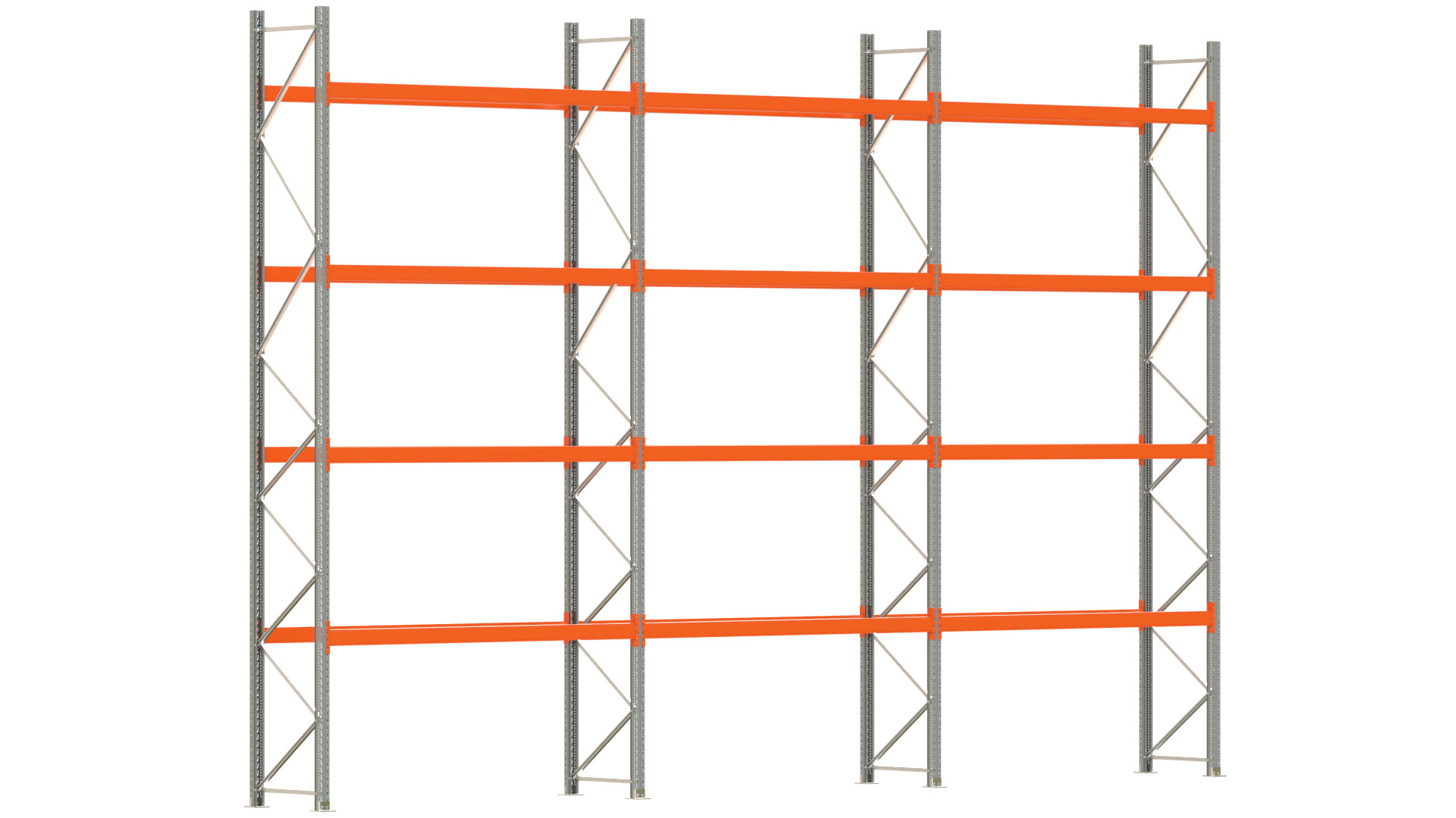 Palettenregal ARTUS - Breite 844 cm - Höhe 550 cm - Tiefe 80 cm - Fachlast 2250 kg - 30 Palettenstellplätze