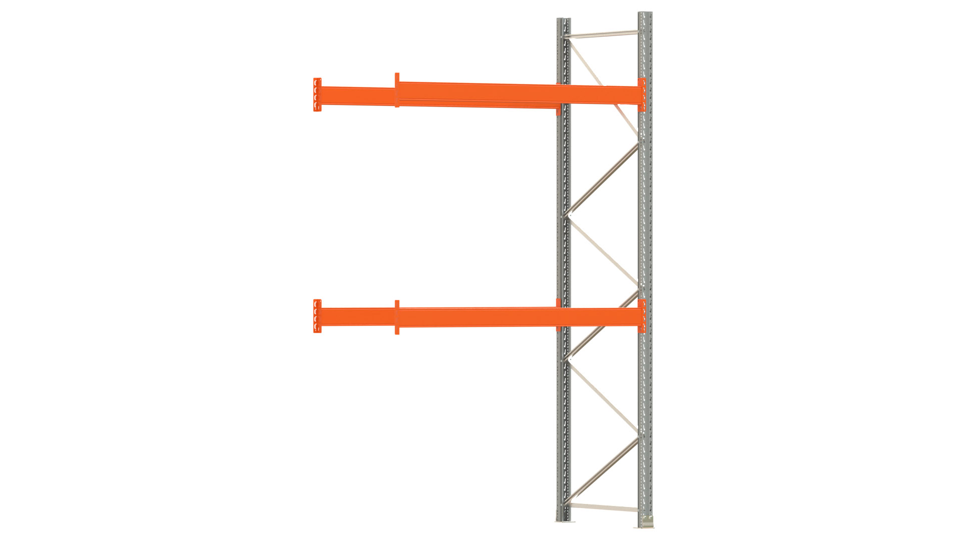 Palettenregal ARTUS - Anbaufeld - Breite 198,5 cm - Höhe 350 cm - Tiefe 110 cm - 2 Träger Ebenen