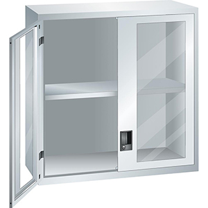 Aufsatzschrank mit Sichtfensterflügeltüren