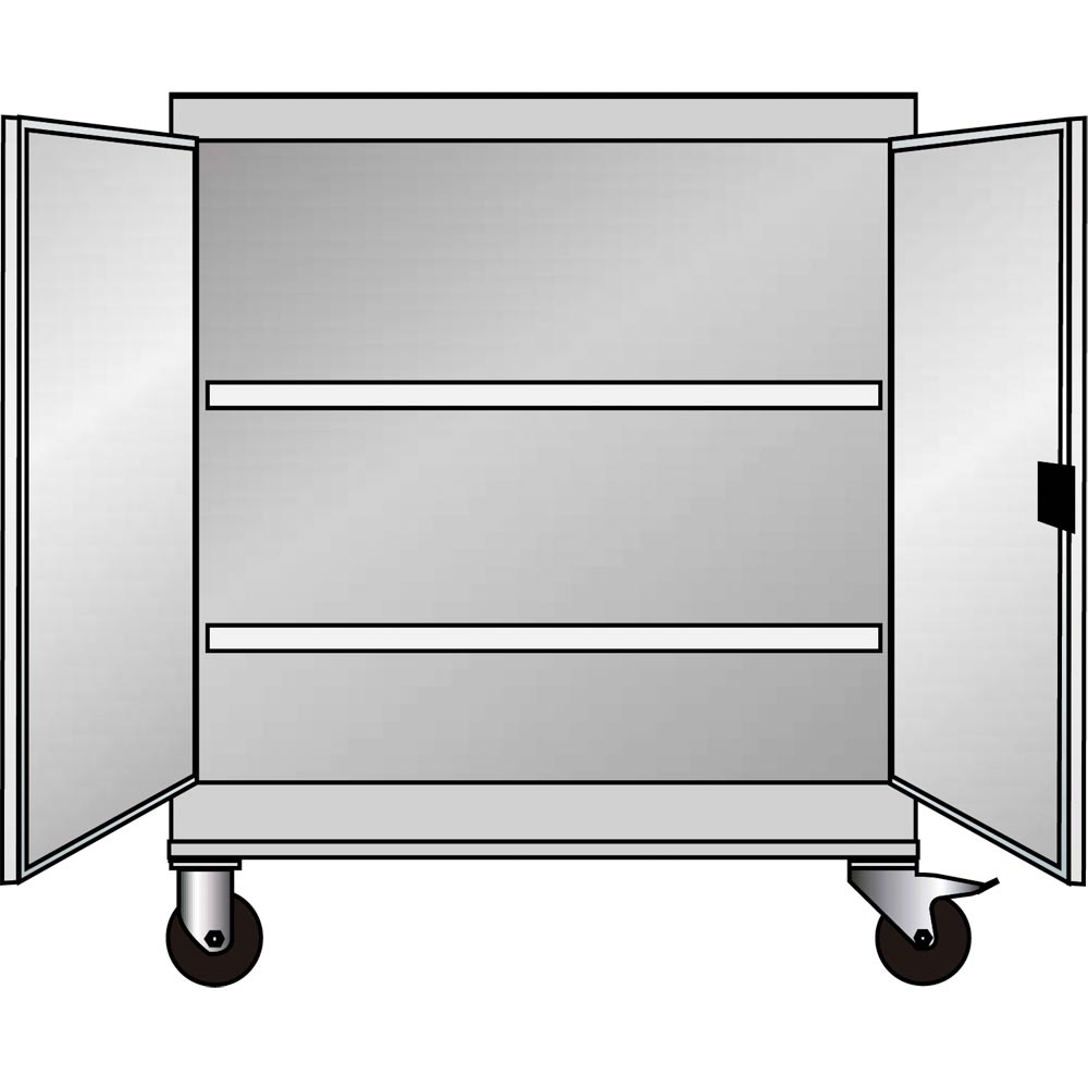 Mobiler Flügeltürenschrank, RAL 7035/5012BxTxH 1005x500x1195 mm, Vollbl. Türen