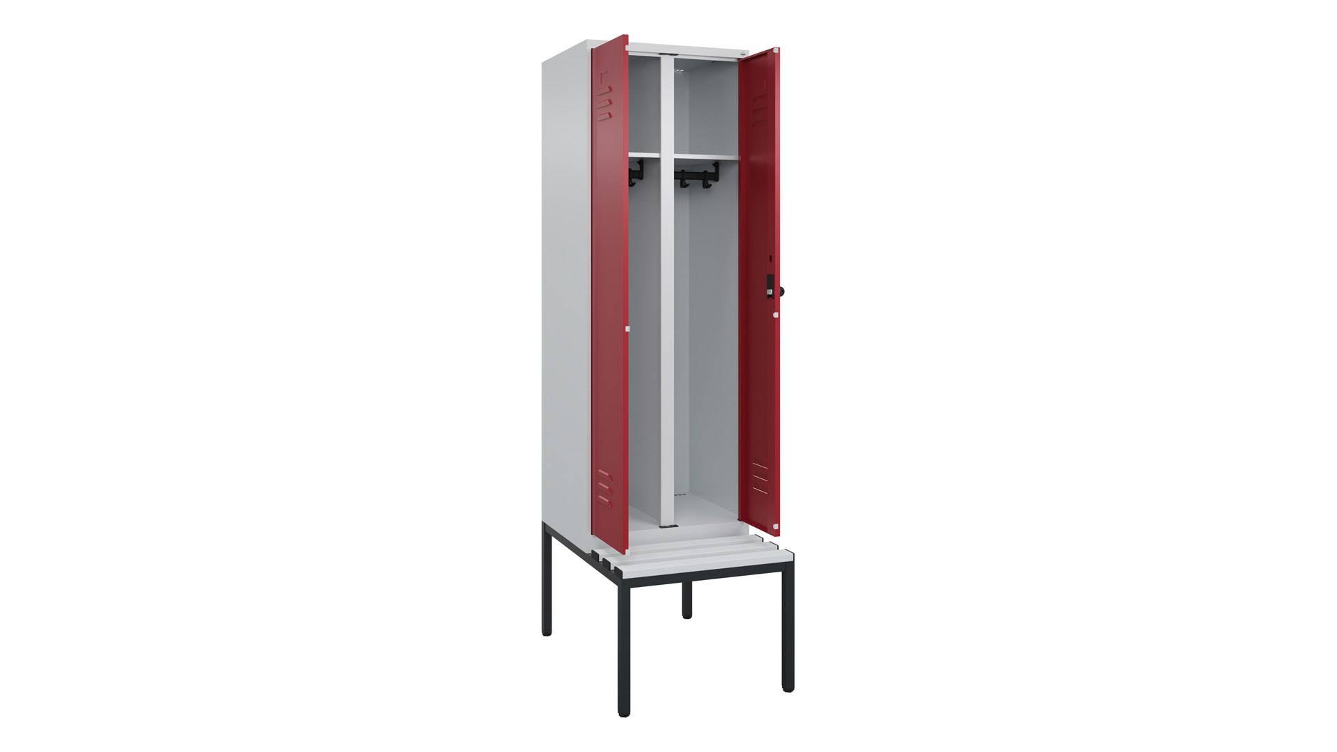 Spind - Garderobenschrank, Breite 60 cm, Höhe 212 cm, Tiefe 50 cm, 2 Abteile