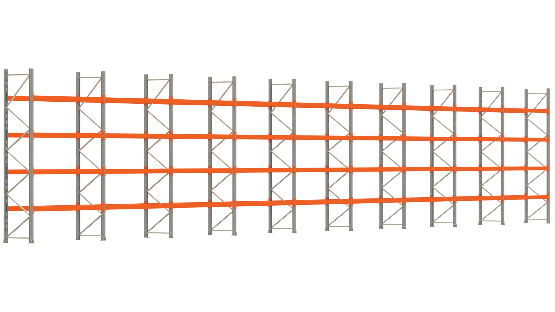 Palettenregal ARTUS - Breite 2515 cm - Höhe 400 cm - Tiefe 80 cm - Fachlast 2320 kg - 90 Palettenstellplätze