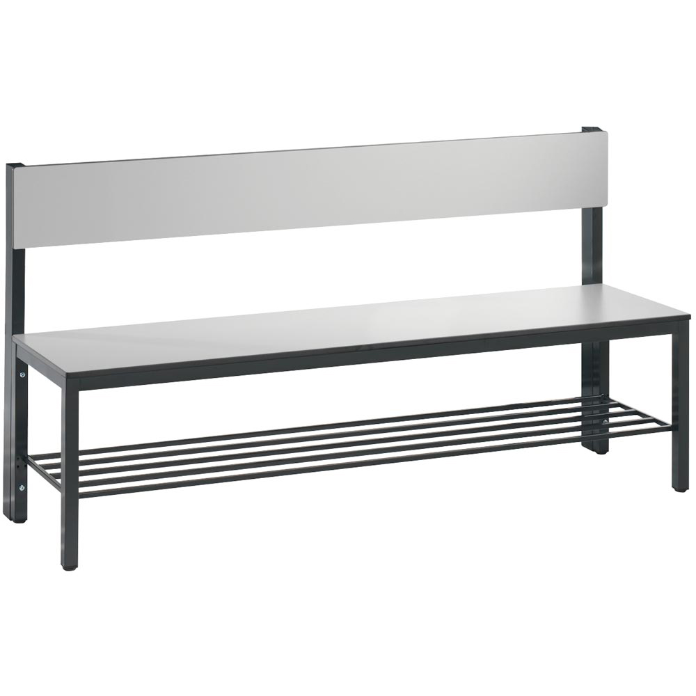 Garderobenbank m.Rückenlehne, Breite 150 cm, Höhe 79,6 cm, Tiefe 150 cm