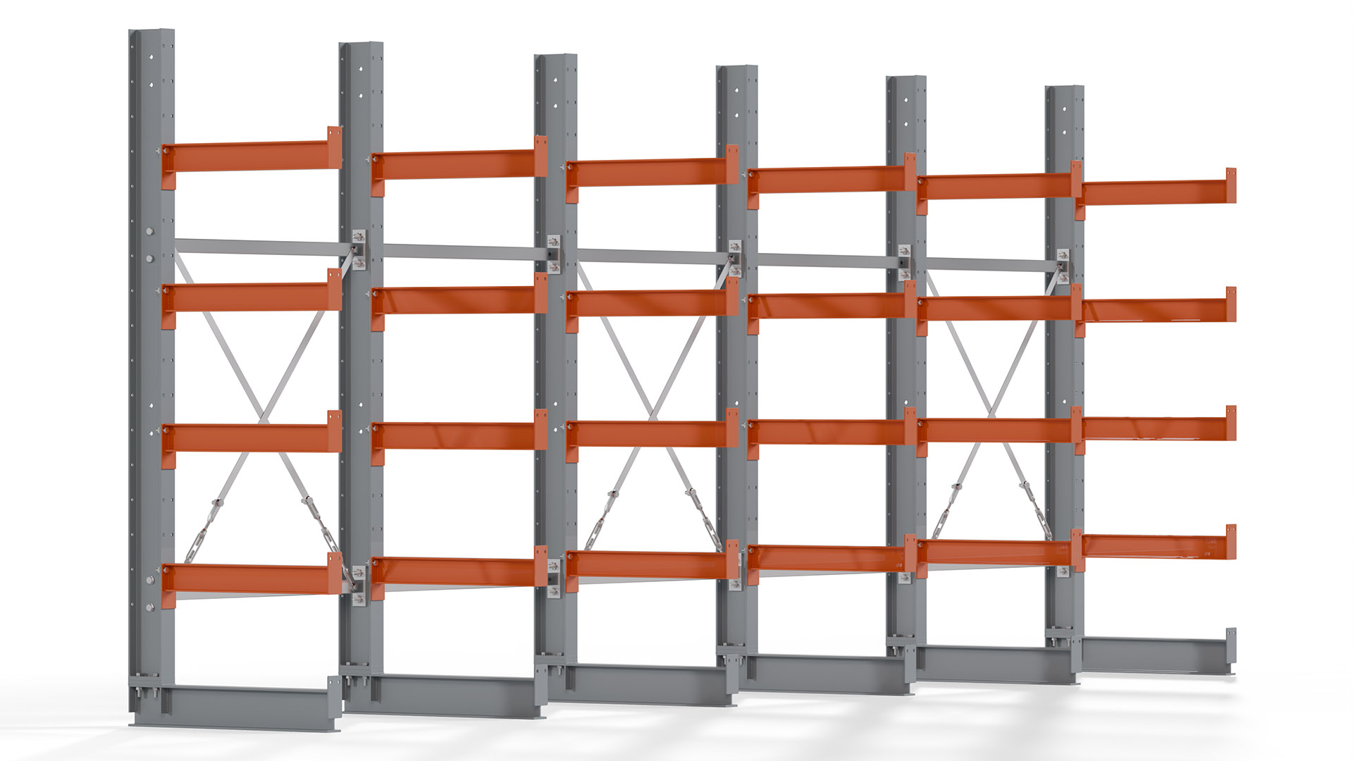 Kragarmregal KARL basic - lackiert - Breite: 500 cm - Höhe: 200 cm - Tiefe: 60 cm - Traglast je Kragarm: 730 kg - einseitig