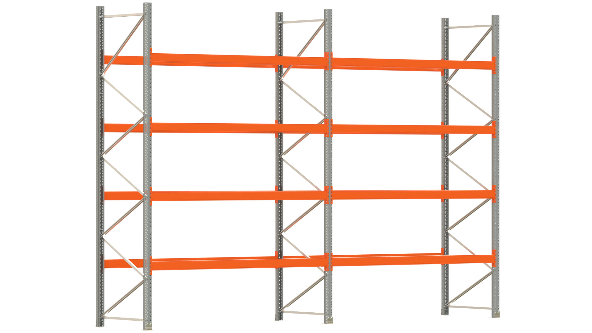 Palettenregal ARTUS - Breite 565,5 cm - Höhe 400 cm - Tiefe 110 cm - Fachlast 2325 kg - 30 Palettenstellplätze