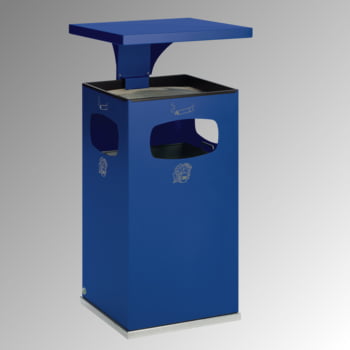 Kombi- Ascher mit Schutzdach für den Außenbereich - Mülleimer - Farbe blau
