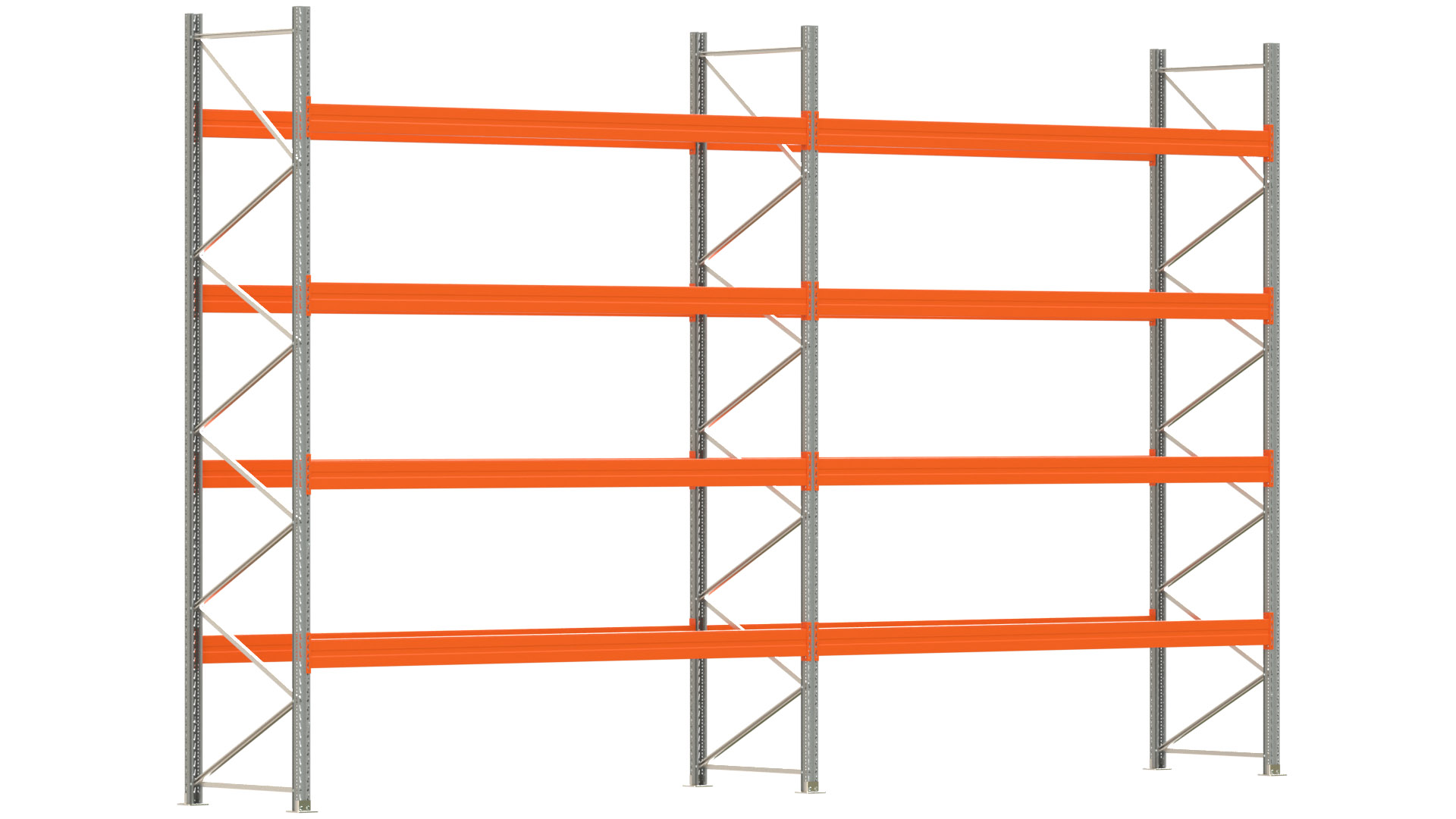 Palettenregal ARTUS - Breite 745,5 cm - Höhe 450 cm - Tiefe 110 cm - Fachlast 2400 kg - 40 Palettenstellplätze