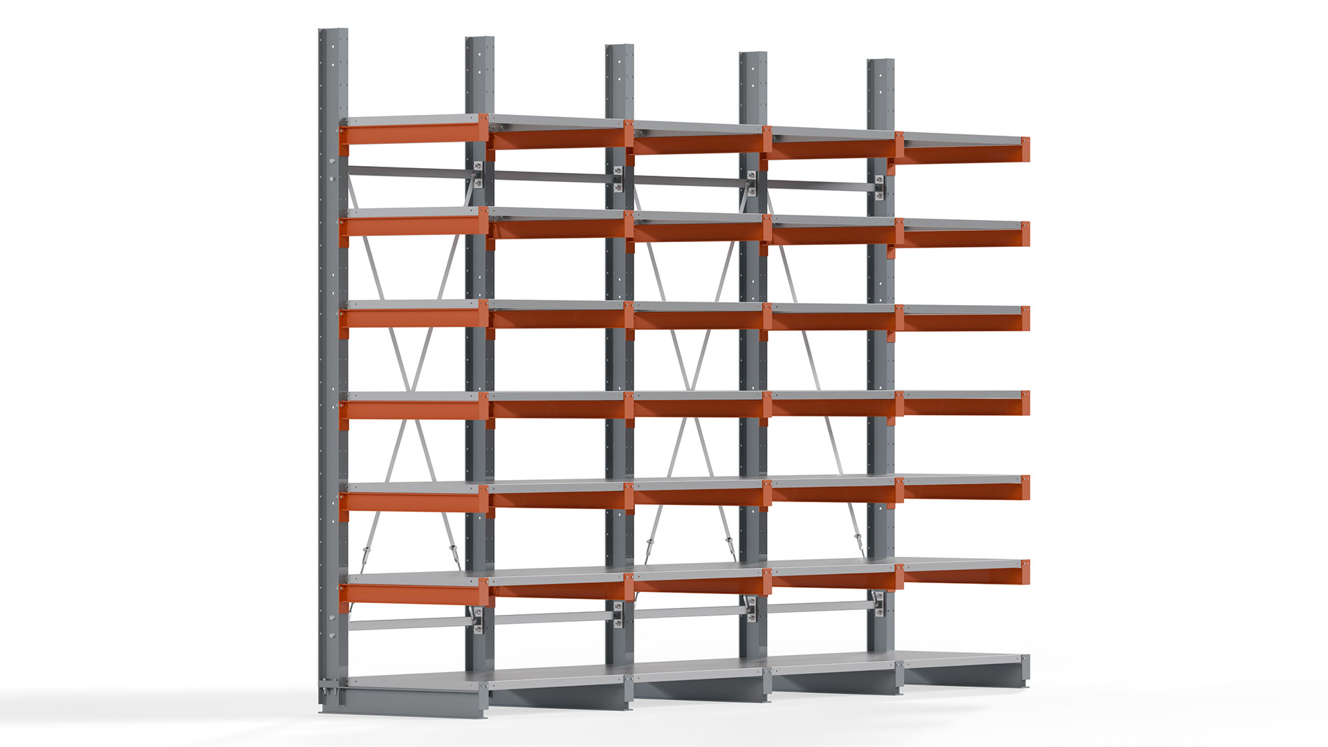 Kragarmregal KARL basic - lackiert - Breite: 400 cm - Höhe: 300 cm - Tiefe: 80 cm - Traglast je Kragarm: 550 kg - einseitig