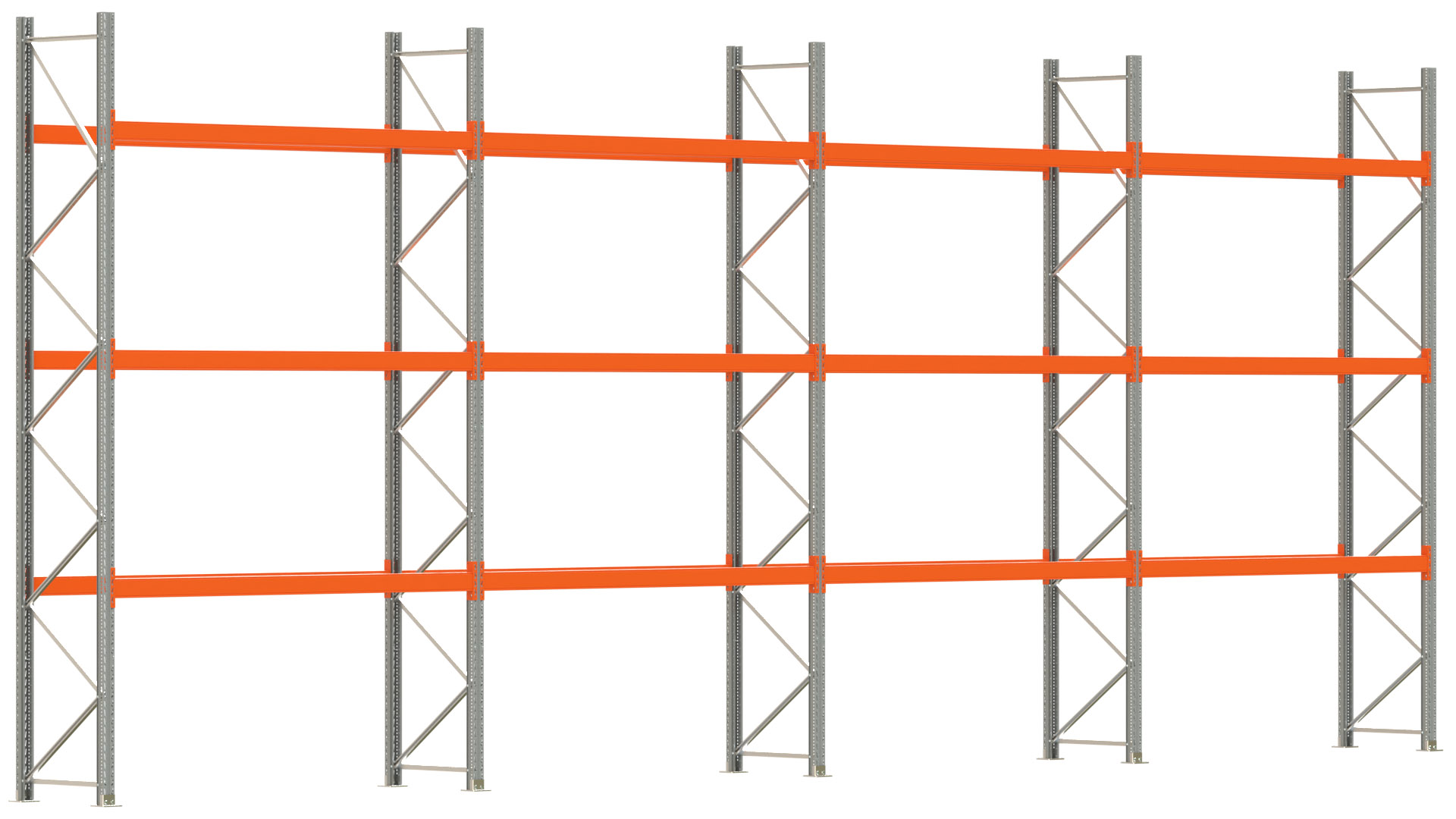 Palettenregal ARTUS - Breite 1122,5 cm - Höhe 450 cm - Tiefe 80 cm - Fachlast 2000 kg - 32 Palettenstellplätze