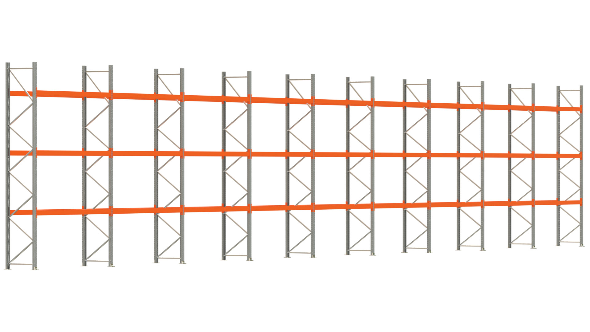 Palettenregal ARTUS - Breite 2515 cm - Höhe 450 cm - Tiefe 80 cm - Fachlast 2000 kg - 72 Palettenstellplätze