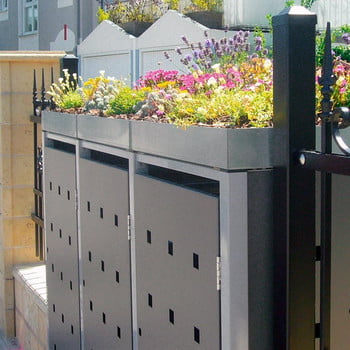 Mülltonnenbox, Mülltonnenverkleidung mit Pflanzdach