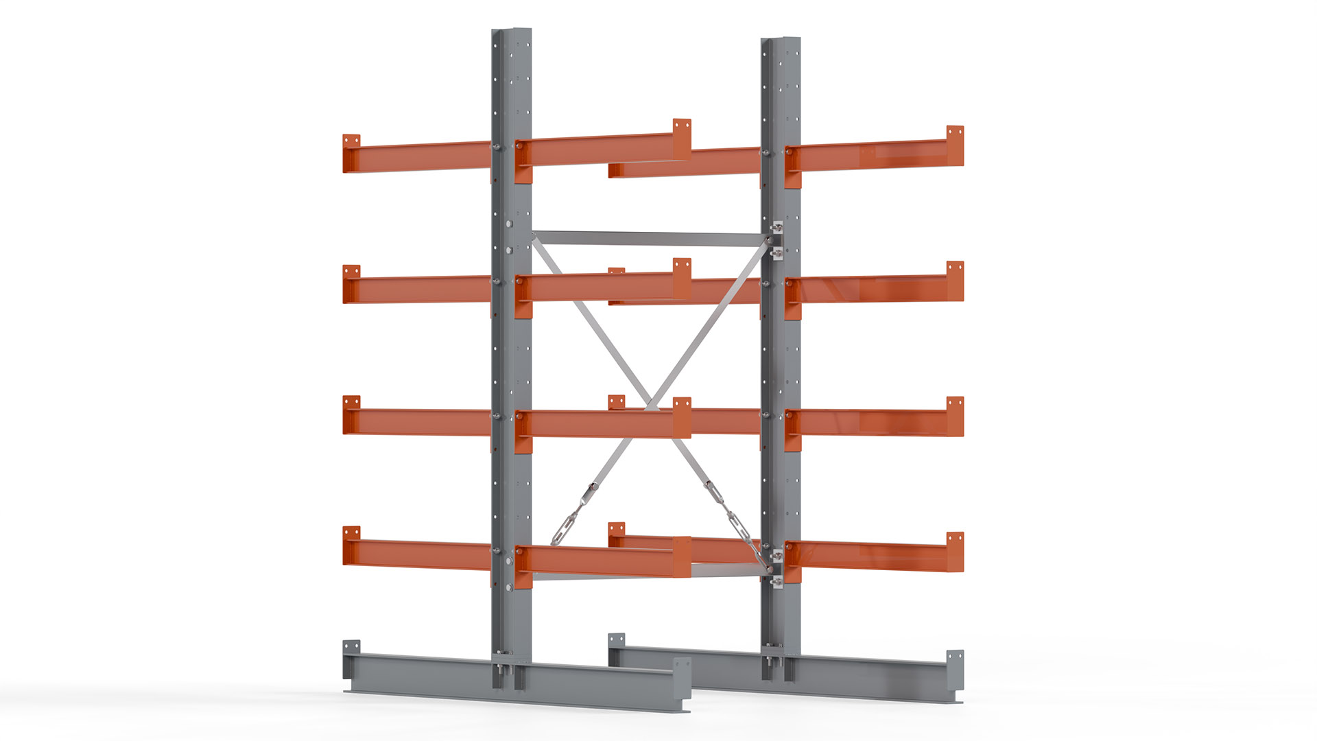 Kragarmregal KARL basic - lackiert - Breite: 100 cm - Höhe: 200 cm - Tiefe: 80 cm - Traglast je Kragarm: 550 kg - beidseitig