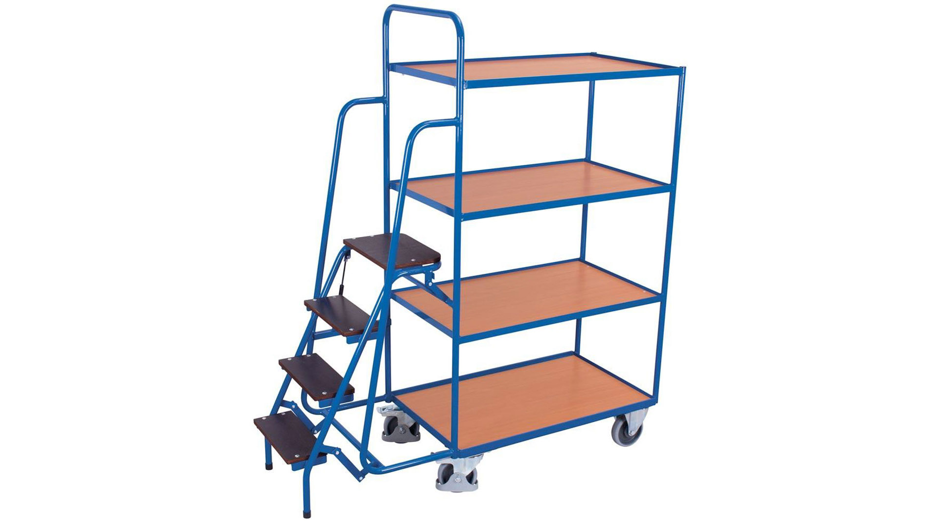 Kommissionierwagen mit Trittstufen - Traglast 250 kg - Ladefläche 990 x 595 mm (BxT) - Mit 4 Böden