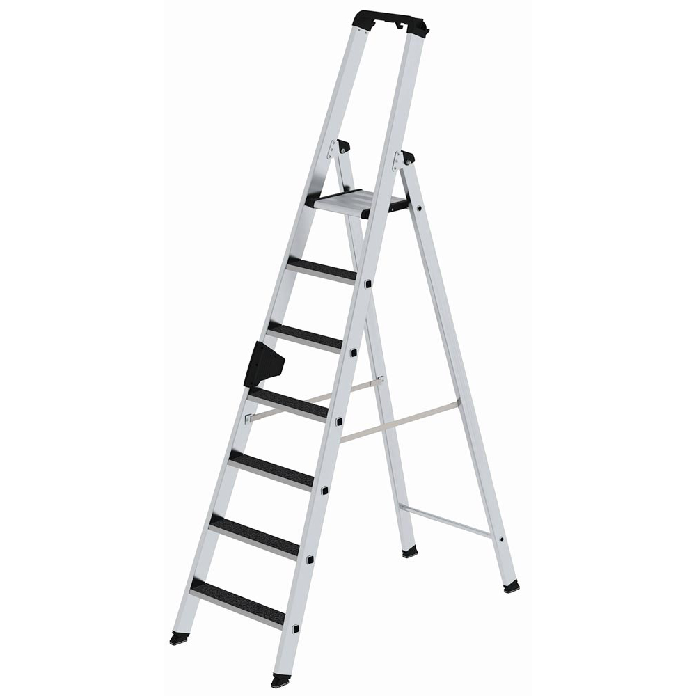 Stufenstehleiter, Alu, 7 Stufen,AH3,70m einseitig begehbar, Höhe 2,31 m, R13