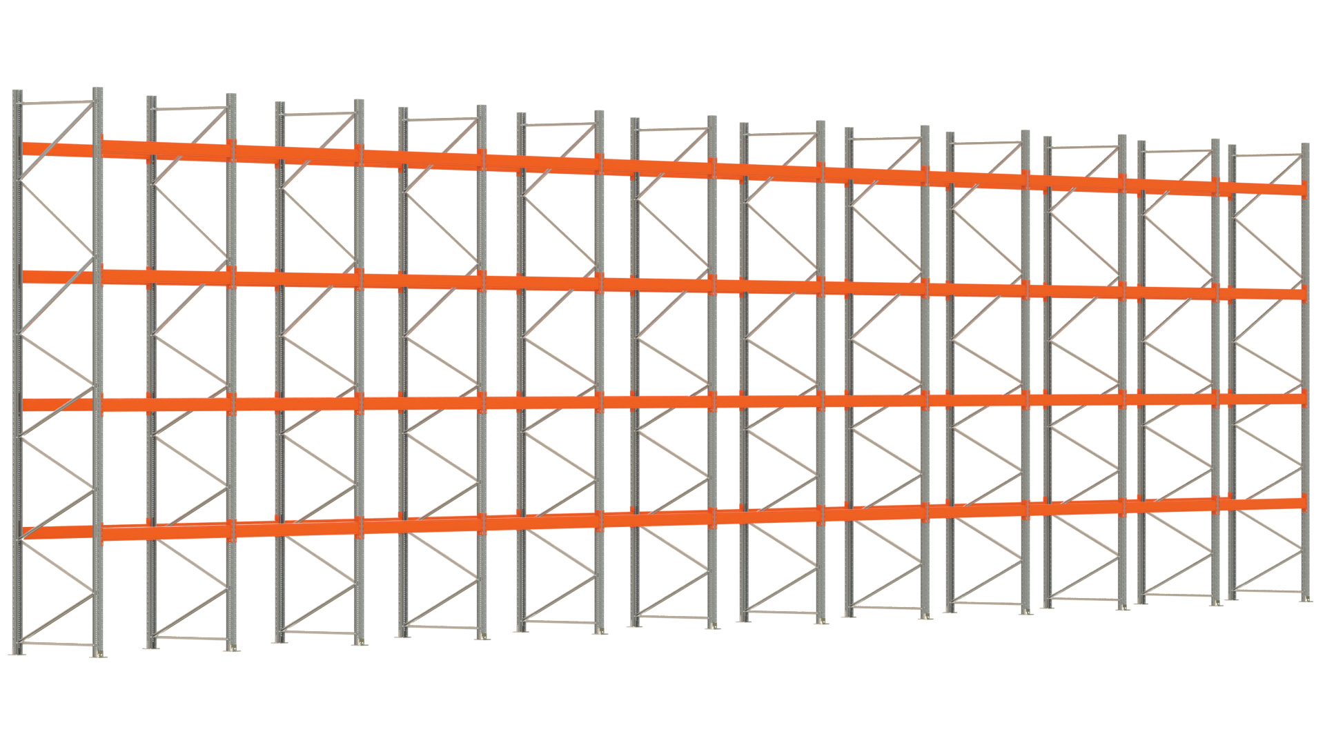 Palettenregal ARTUS - Breite 2192 cm - Höhe 550 cm - Tiefe 110 cm - Fachlast 3000 kg - 110 Palettenstellplätze