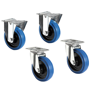 Mehrpreis Elastikgummibereifung, Durchm. 125 mm, blau, als Ersatz zu 108 mm Polypropylenbereifung