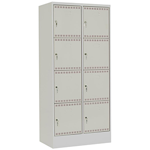 Akku-Ladeschrank, Fächerschrank, BxTxH 810x582x1795 mm, 8 Fächer, Abteil-BxH 400x400 mm, RAL 7035 lichtgrau