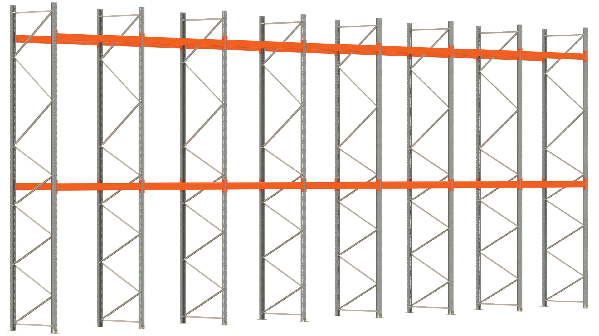 Palettenregal ARTUS - Breite 1398 cm - Höhe 550 cm - Tiefe 110 cm - Fachlast 2000 kg - 42 Palettenstellplätze