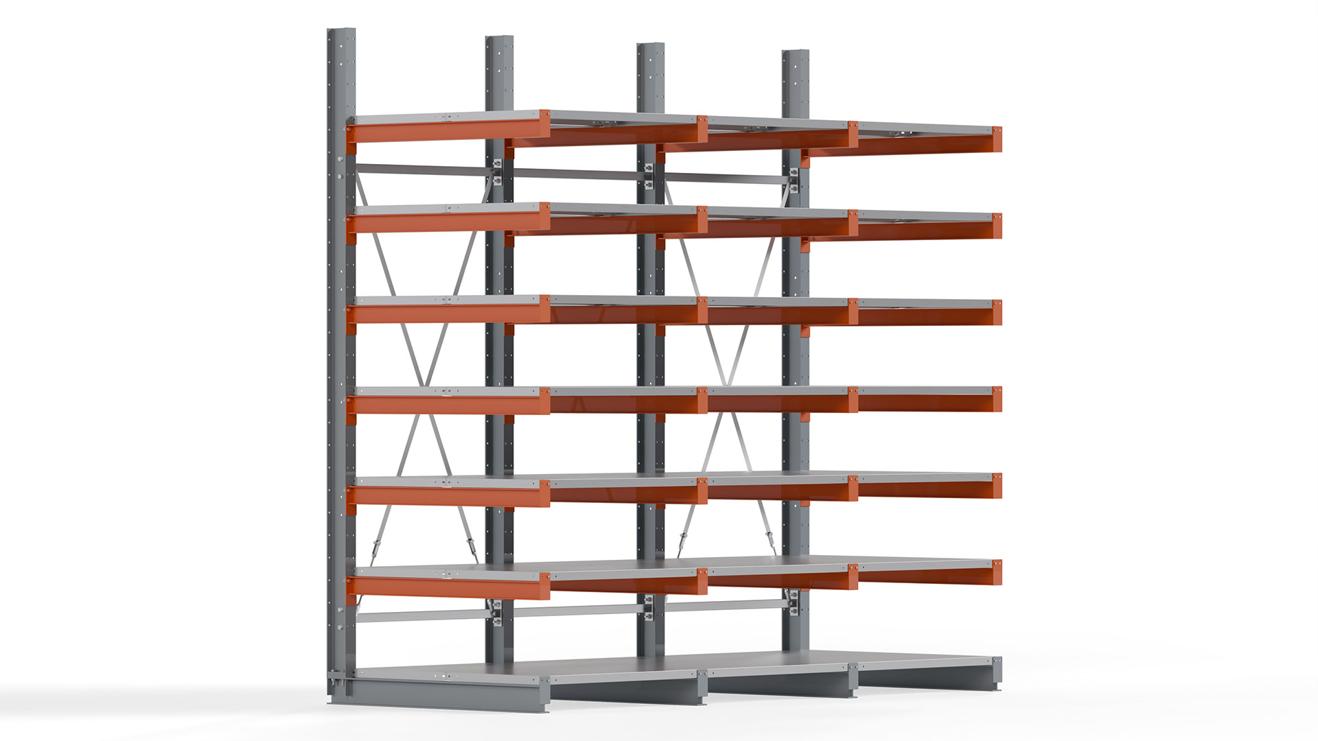 Kragarmregal KARL basic - lackiert - Breite: 300 cm - Höhe: 300 cm - Tiefe: 120 cm - Traglast je Kragarm: 370 kg - einseitig