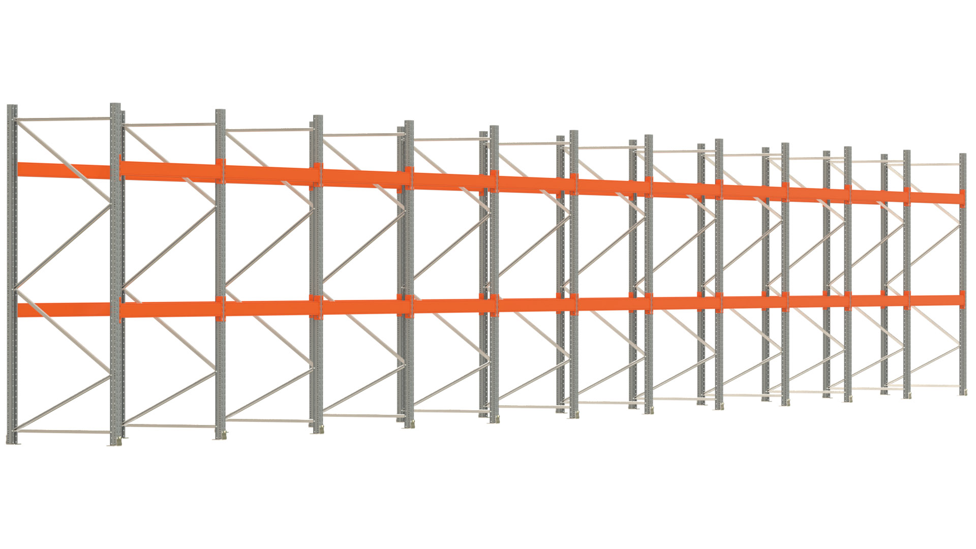 Palettenregal ARTUS - Breite 2192 cm - Höhe 300 cm - Tiefe 110 cm - Fachlast 3000 kg - 66 Palettenstellplätze