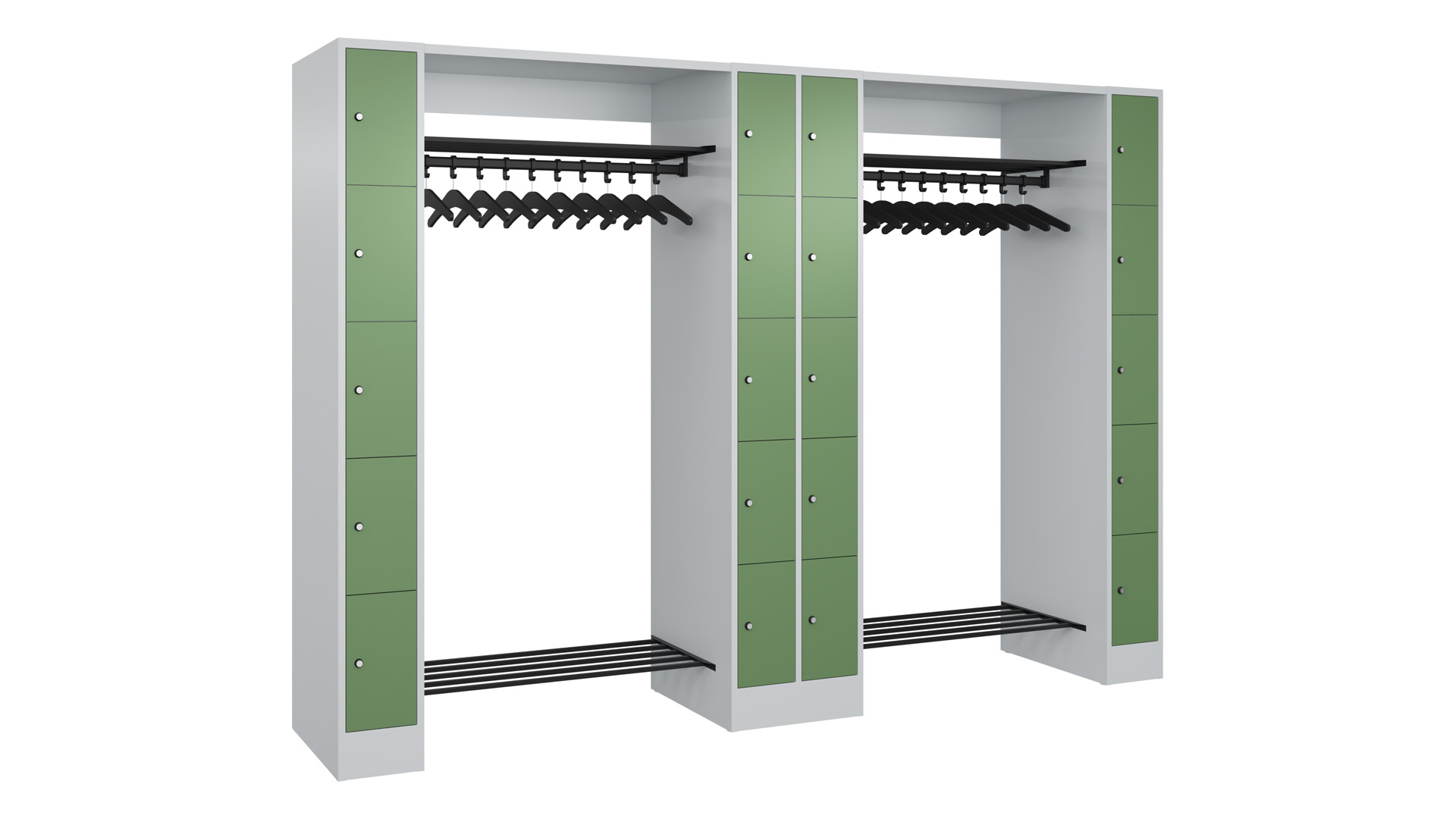 Garderobe, Garderobenanlage, Breite 284 cm, Höhe 195 cm, Tiefe 48 cm, 20 Fächer