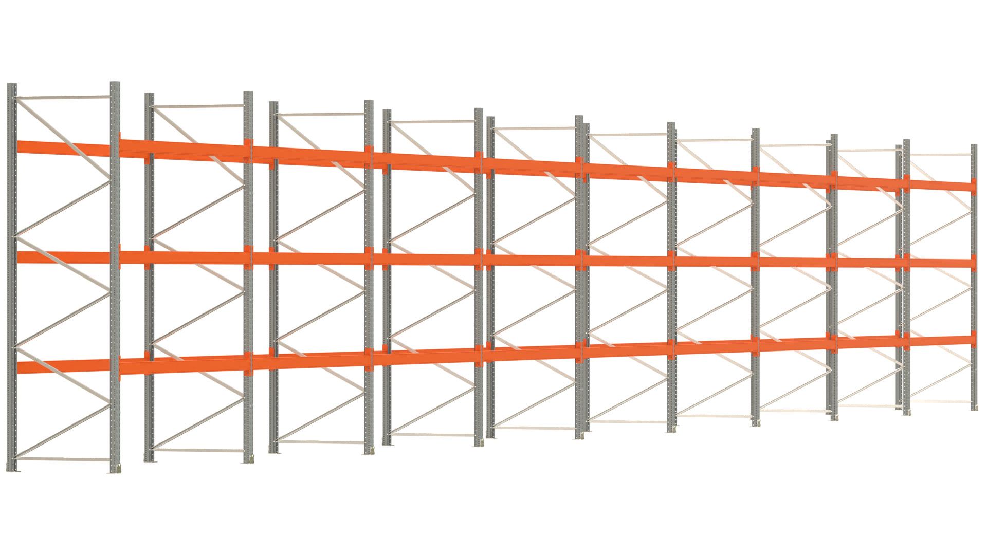 Palettenregal ARTUS - Breite 2515 cm - Höhe 350 cm - Tiefe 110 cm - Fachlast 2000 kg - 108 Palettenstellplätze