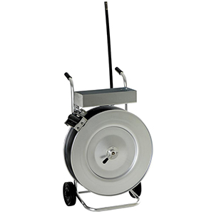 Abroll-Wagen, fahrbar, verzinkt, für PP + PET Kunststoffbänder, Rollen 406 mm Kern