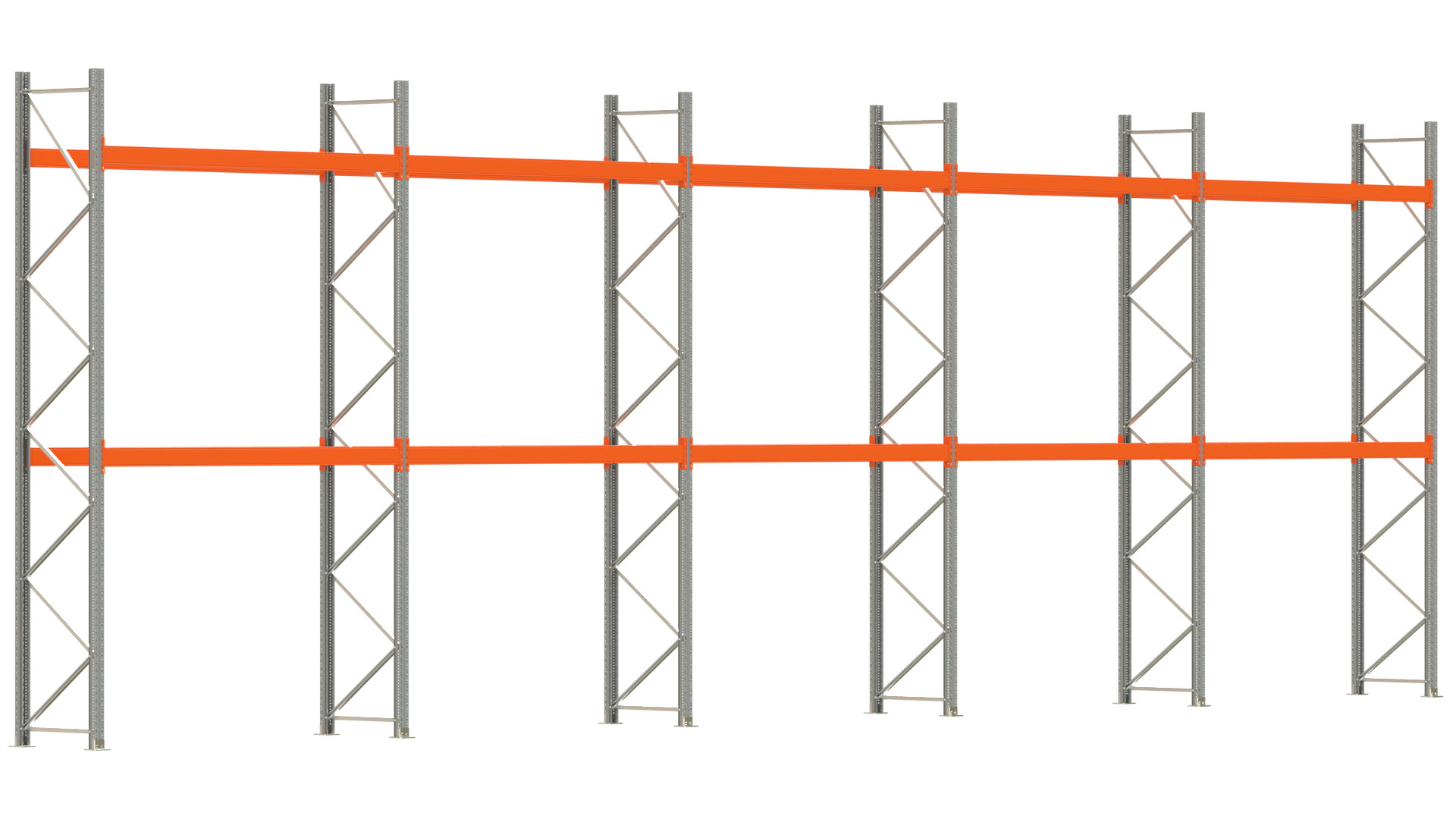 Palettenregal ARTUS - Breite 1401 cm - Höhe 450 cm - Tiefe 80 cm - Fachlast 3000 kg - 30 Palettenstellplätze