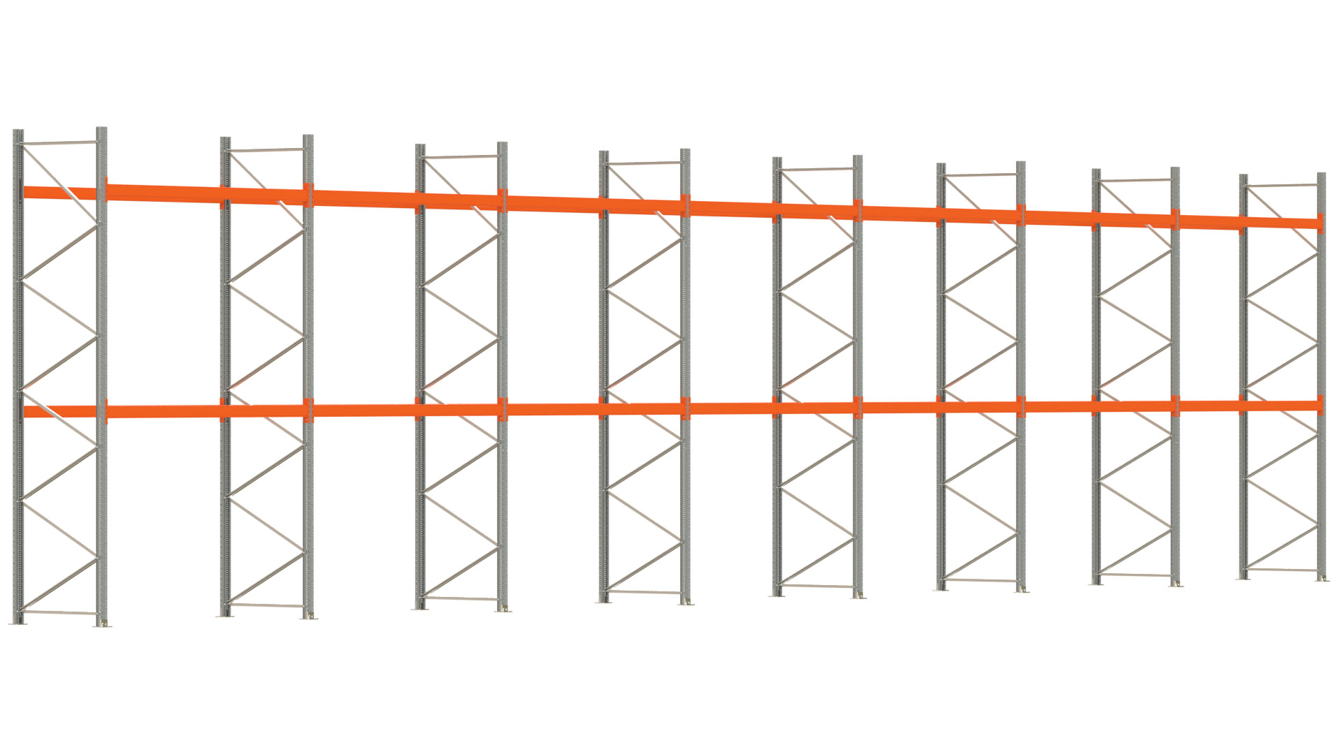 Palettenregal ARTUS - Breite 1958 cm - Höhe 450 cm - Tiefe 110 cm - Fachlast 2000 kg - 63 Palettenstellplätze