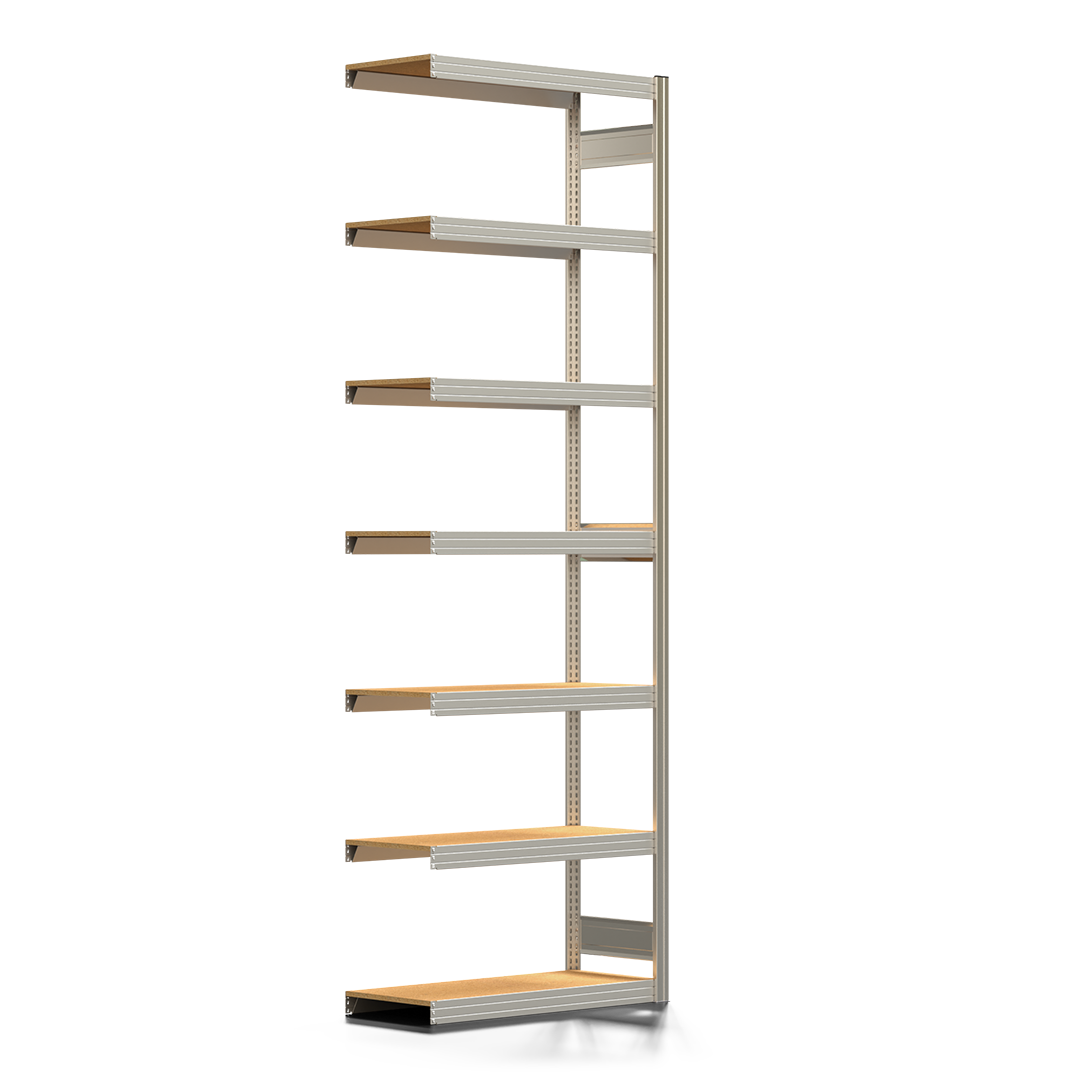 Fachbodenregal BERT - Breite: 100,5 cm - Tiefe: 40 cm - Höhe: 300 cm - 7 Böden - Anbauregal