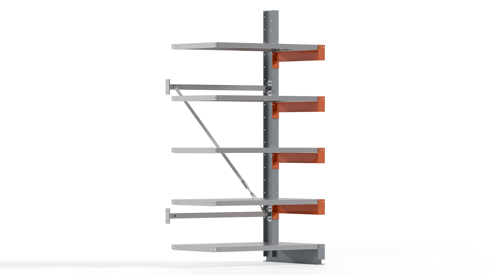 Kragarmregal KARL basic - Anbaufeld - Breite: 100 cm - Höhe: 200 cm - Tiefe: 72 cm - Traglast je Arm: 730 kg - einseitig