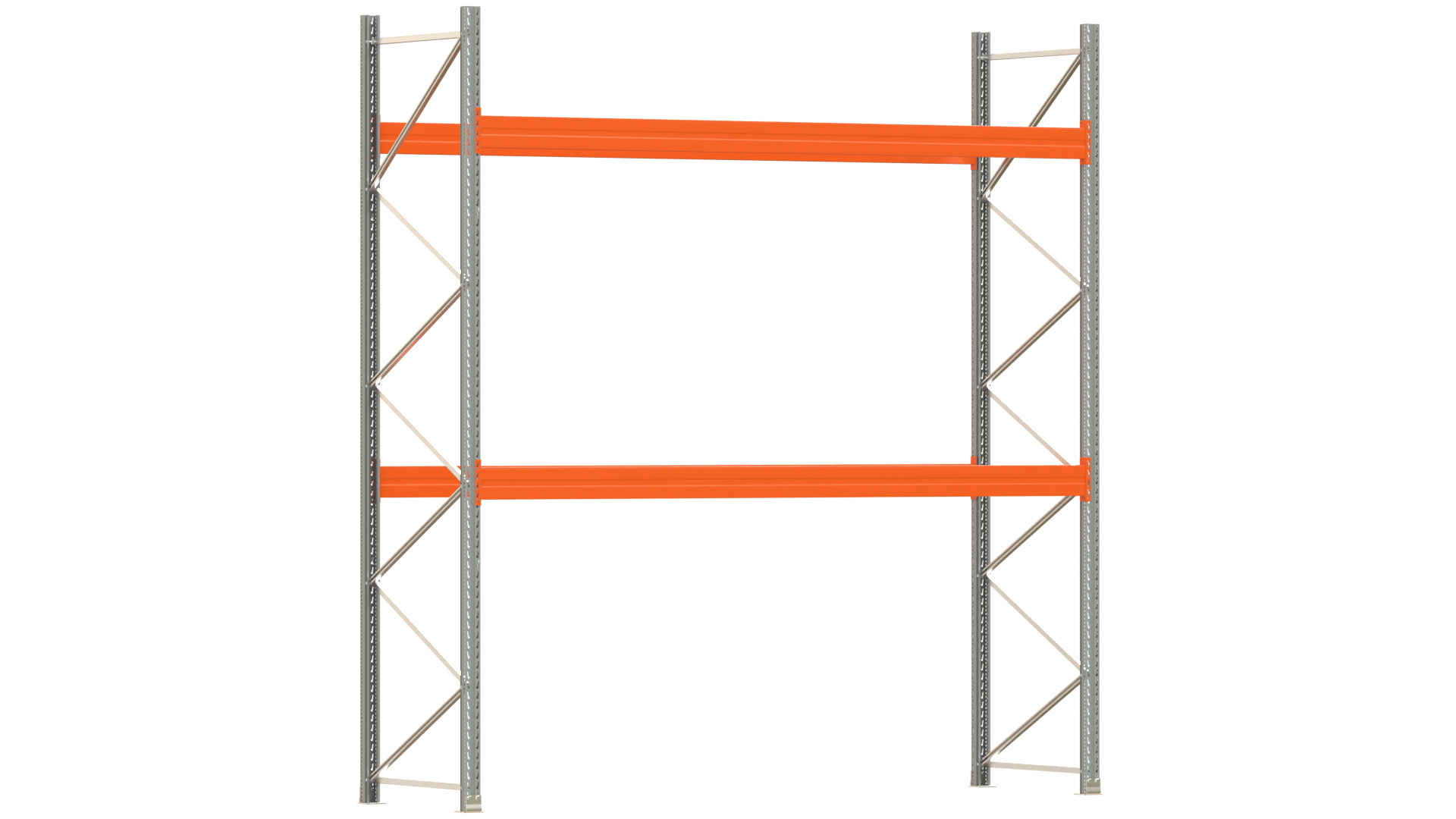 Palettenregal ARTUS - Breite 377 cm - Höhe 400 cm - Tiefe 110 cm - 2 Träger-Ebenen - Fachlast 3700 kg - 12 Palettenstellplätze