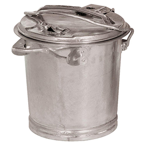 Mülleimer aus Stahlblech mit Verschlussbügel