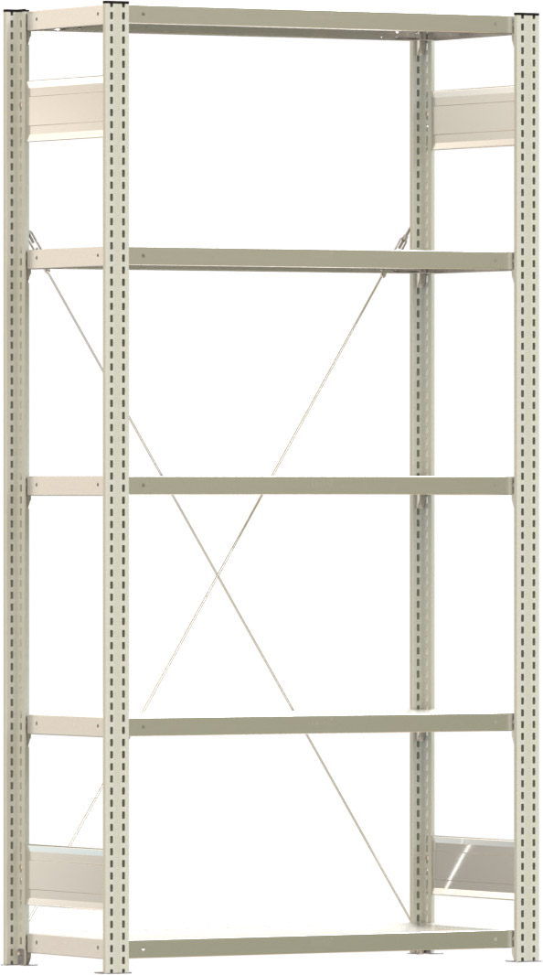 Fachbodenregal BERT - Breite: 100,5 cm - Tiefe: 40 cm - Höhe: 200 cm - 5 Böden - Grundregal