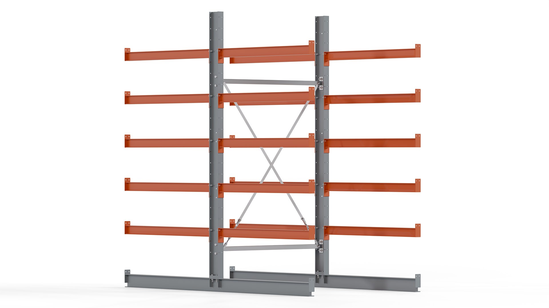 Kragarmregal KARL basic - lackiert - Breite: 128 cm - Höhe: 250 cm - Tiefe: 120 cm - Traglast je Kragarm: 370 kg - beidseitig