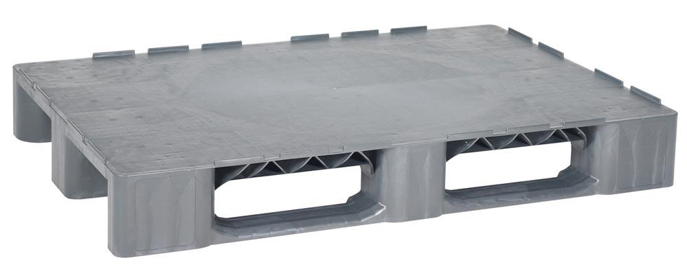 Kunststoff Palette mit Rand - Polyethylen (PE-RE) - Traglast 2.500 kg - 165 x 800 x 1.200 mm (HxBxT) - grau