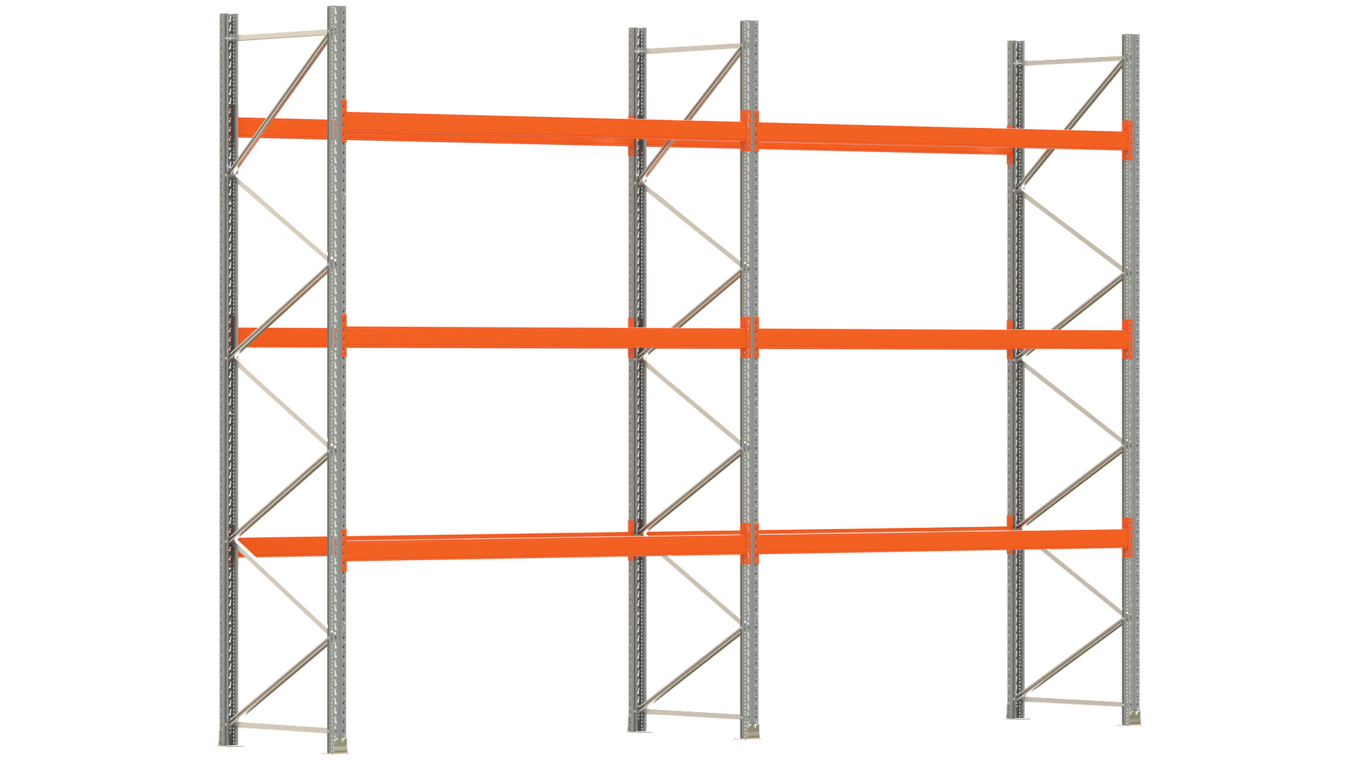 Palettenregal ARTUS - Breite 565,5 cm - Höhe 400 cm - Tiefe 110 cm - Fachlast 2000 kg - 24 Palettenstellplätze