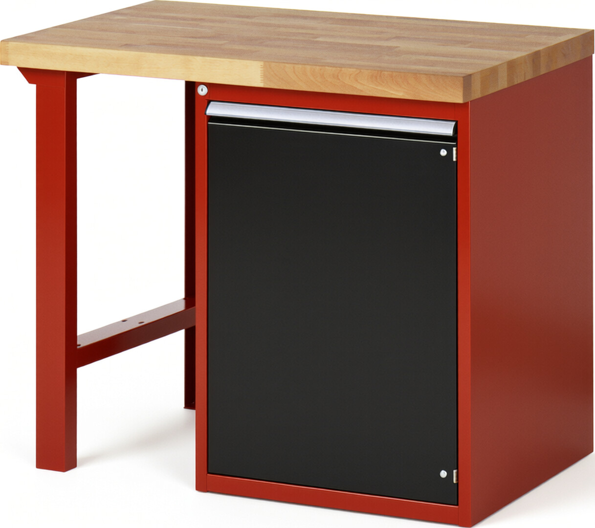 Werkbank Modell 7501 rot - schwarz, BxTxH 1000x700x840 mm,  Buche-Massiv Arbeitsplatte 40 mm