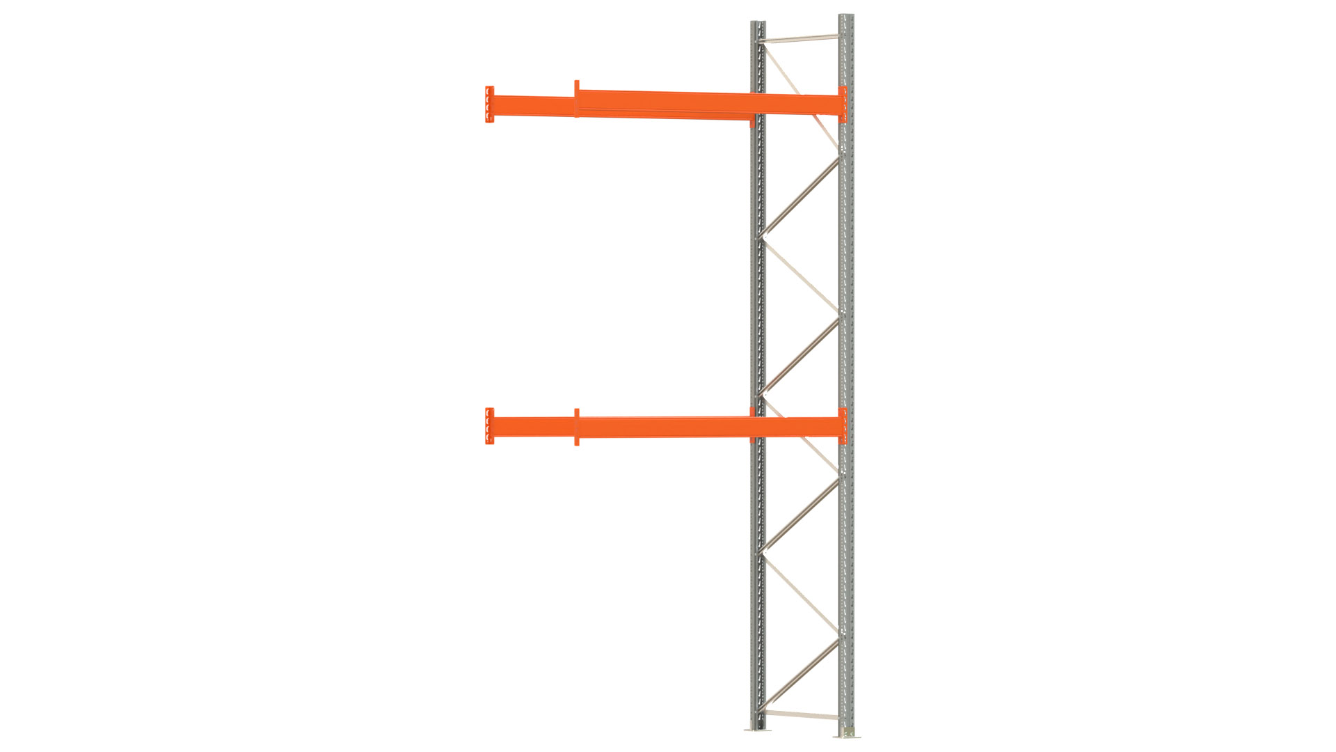 Palettenregal ARTUS - Anbaufeld - Breite 198,5 cm - Höhe 450 cm - Tiefe 110 cm - 2 Träger Ebenen